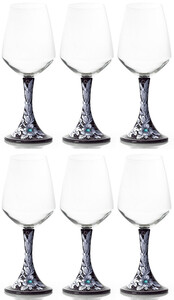 Casa Padrino Luxus Keramik Weinglas 6er Set Schwarz / Mehrfarbig H. 23,5 cm - Handgefertigte & handbemalte Weinglser - Hotel & Restaurant Accessoires - Luxus Qualitt - Made in Italy