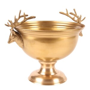 Casa Padrino Luxus Weink�hler Gold 34 x 28 x H. 30 cm - Sektk�hler Pokal mit Hirschkopf Griffen