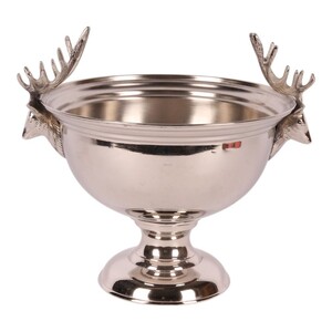 Casa Padrino Luxus Weink�hler Silber  27,5 x H. 21,5 cm - Sektk�hler Pokal mit Hirschkopf Griffen