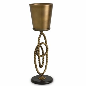 Casa Padrino Luxus Weink�hler mit St�nder Antik Messing / Schwarz H. 80,5 cm