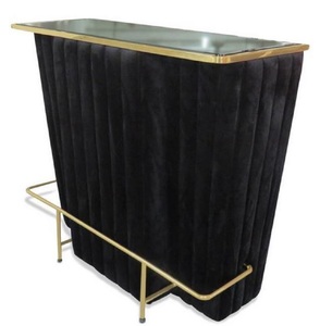Casa Padrino Luxus Bartresen Schwarz / Gold 120 x 48 x H. 105 cm - Theke mit Glassplatte und Fu�ablage - Barschrank - Barm�bel - Luxus Qualit�t