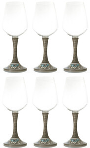 Casa Padrino Luxus Weinglas 6er Set Braun / Mehrfarbig H. 23,5 cm - Handgefertigte & handbemalte Weinglser - Hotel & Restaurant Accessoires - Luxus Qualitt - Made in Italy