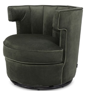 Casa Padrino Luxus Drehsessel Dunkelgrn 79 x 62 x H. 73 cm - Runder Wohnzimmer Sessel - Samt Sessel - Wohnzimmermbel