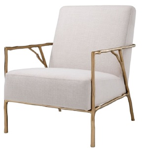 Casa Padrino Luxus Sessel Naturfarben / Gold 63 x 81 x H. 82 cm - Wohnzimmer Sessel - Luxus M�bel