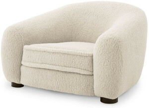 Casa Padrino Luxus Sessel Cremefarben / Schwarz 110 x 95 x H. 70 cm - Wohnzimmer Sessel mit gebogener R�ckenlehne - Luxus M�bel