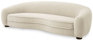 Casa Padrino Luxus Sofa Cremefarben / Schwarz 235 x 100 x H. 70 cm - Wohnzimmer Sofa mit gebogener R�ckenlehne - Luxus M�bel