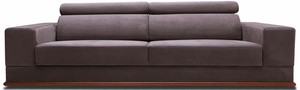 Casa Padrino Luxus Samt Sofa mit klappbaren Kopf & Nackenst�tzen Lila / Braun 240 x 110 x H. 67 cm - Modernes Schlafsofa - Wohnzimmerm�bel
