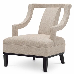 Casa Padrino Luxus Wohnzimmer & Hotel Sessel Beige / Schwarz 67 cm - Luxus M�bel