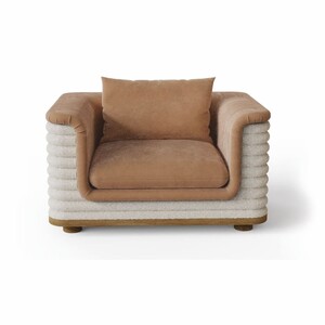 Casa Padrino Luxus Wohnzimmer & Hotel Sessel Braun / Wei� 115 cm - Premium Qualit�t