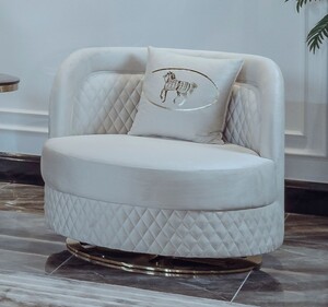 Casa Padrino Luxus Wohnzimmer & Hotel Sessel Creme / Gold 85 x 82 x H. 80 cm