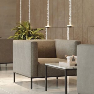 Casa Padrino Luxus Wohnzimmer & Hotel Sessel Grau / Schwarz 90 cm - Luxus Interior