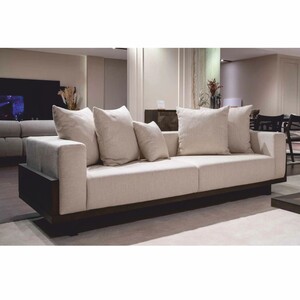 Casa Padrino Luxus Sofa Creme / Dunkelbraun 240 cm - Wohnzimmer & Hotel Mbel