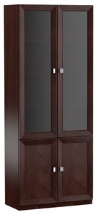 Casa Padrino Luxus Wohnzimmerschrank mit 4 T�ren Dunkelbraun / Silber 90,6 x 44,2 x H. 225,6 cm - Luxus Kollektion