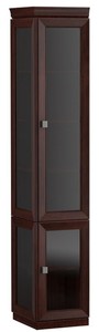 Casa Padrino Luxus Wohnzimmerschrank Dunkelbraun / Grau 45,4 x 44,2 x H. 225,6 cm - Vitrinenschrank mit 2 Glast�ren