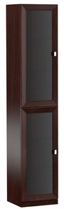 Casa Padrino Luxus Wohnzimmerschrank mit 2 Glast�ren Dunkelbraun / Silber 45,4 x 44,2 x H. 225,6 cm - Luxus Kollektion
