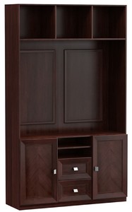 Casa Padrino Luxus Wohnzimmerschrank mit 2 T�ren und 2 Schubladen Dunkelbraun / Silber 135,8 x 44,2 x H. 225,6 cm - Luxus Wohnzimmerm�bel