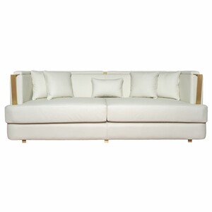 Casa Padrino Luxus Wohzimmer & Hotel Sofa Creme / Messing 240 cm - Luxus M�bel