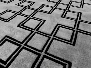 Casa Padrino Luxus Wollteppich Grau / Schwarz 170 x 230 cm - Rechteckiger Design Teppich - Handgetufteter Wohnzimmer Woll Teppich - Luxus Qualit�t