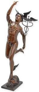 Casa Padrino Luxus XXL Bronze Deko Skulptur Gott Bronze / Grau 58 x H. 160 cm - Groe XXL Bronze Figur - Wohnzimmer Deko - Garten Deko