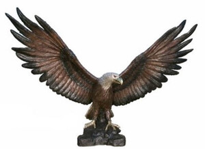 Casa Padrino Luxus XXL Bronze Deko Skulptur Adler auf Felsen 366 x 168 x H. 257 cm - Riesige Bronze Figur - Bronze Tierfigur - XXL Garten Skulptur - Luxus Garten Deko