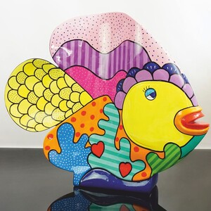 Casa Padrino XXL Deko Skulptur Fisch Bunt H. 110 cm - Deko Figur