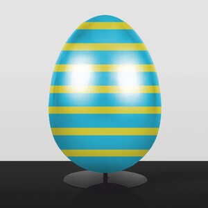 Casa Padrino XXL Deko Osterei mit St�nder T�rkis / Gelb H. 75 cm - Oster Dekoaration