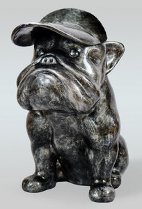 Casa Padrino Luxus XXL Deko Skulptur Hund Bulldogge Antik Silber H. 100 cm - Groe Deko Figur - XXL Wohnzimmer Deko - XXL Garten Deko