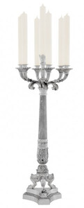 Casa Padrino Luxus Barock Kerzenhalter Silber  30 x H. 79 cm - Prunkvoller Metall Kerzenstnder im Barockstil - Barock Deko Accessoires
