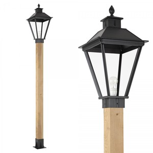 Casa Padrino Nostalgische Gartenlaterne 35 x 35 x H. 240 cm - Schwarz - Nostalgische Wetterfeste Au�enleuchte