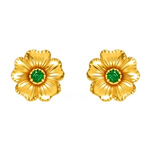 Casa Padrino Ohrringe Kirschbl�te aus 19,2Kt Gold mit Smaragd