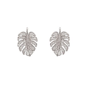 Casa Padrino Ohrringe Monstera aus Sterlingsilber