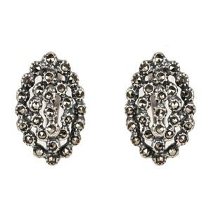 Casa Padrino Ohrringe Pinienzapfen Oval aus Sterlingsilber mit Markasit