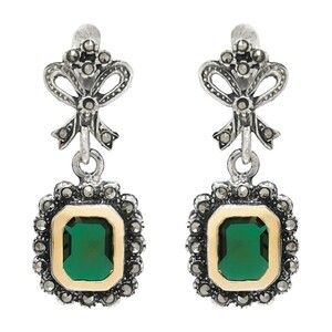 Casa Padrino Ohrringe Schleife Gr�n aus Silber und Gold
