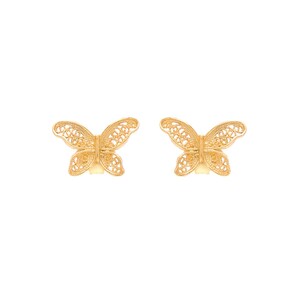Casa Padrino Ohrringe Schmetterling aus Vergoldetem Silber