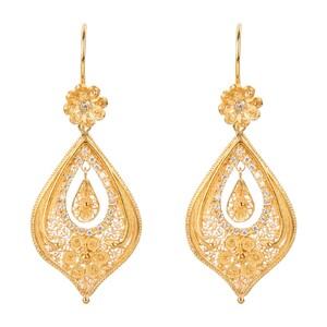 Casa Padrino Ohrringe Tropfen Blume aus 19,2Kt Gold mit Diamanten