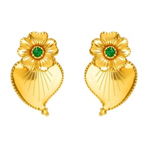Casa Padrino Ohrringe Unabh�ngiges Herz aus 19,2Kt Gold mit Smaragd