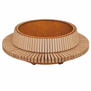 Casa Padrino Parkbank - Runde Stadtbank mit Pflanzkbel  305 cm - Outdoor & Park Mbel