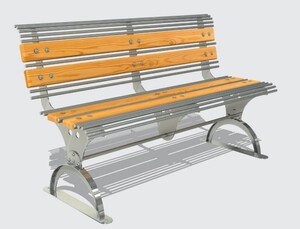 Casa Padrino Parkbank - Edelstahl Stadtbank Silber / Naturfarben 149 cm - Outdoor & Park M�bel