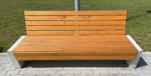 Casa Padrino Parkbank - Stadtbank mit R�ckenlehne Naturfarben / Grau 200 cm