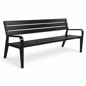 Casa Padrino Parkbank - Stadtbank mit R�ckenlehne und Armlehnen Schwarz 180 cm