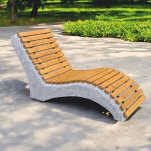 Casa Padrino Parkliege - Outdoor Liege - Gartenliege Naturfarben / Grau 164 cm - Park M�bel - Outdoor M�bel - Garten M�bel