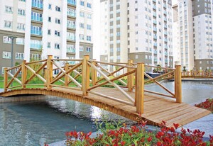 Casa Padrino Luxus Massivholz Br�cke mit Gel�nder Naturfarben 504 cm - Garten & Park M�bel