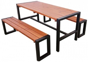 Casa Padrino Gartentisch mit 2 Sitzb�nken Braun / Schwarz - Garten M�bel