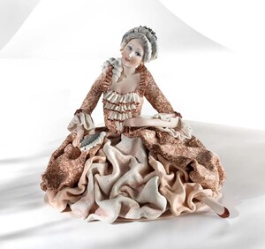 Casa Padrino Barock Porzellan Deko Puppe Dame Bunt H. 28 cm - Made in Italy