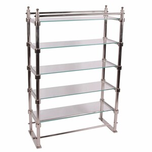 Casa Padrino Luxus Metall Regalschrank mit Glasregalen Silber H. 130 cm -  Metall M�bel