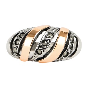 Casa Padrino Ring Croissant Markasit aus Silber und Gold