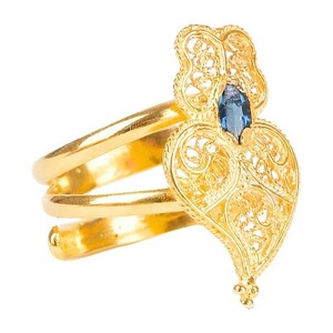 Casa Padrino Ring Herz von Viana Blau aus Vergoldetem Silber