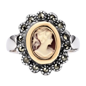 Casa Padrino Ring Kamee aus Silber und Gold mit Markasit