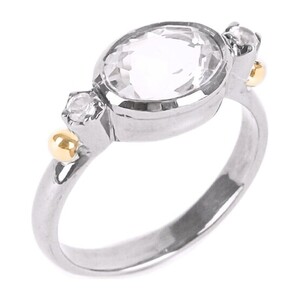 Casa Padrino Ring Solit�r Bergkristall aus Silber und Gold