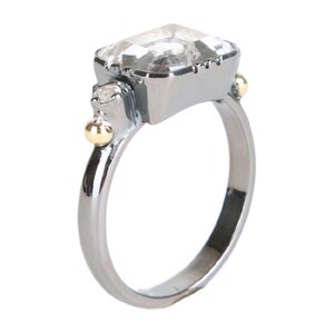 Casa Padrino Ring Solit�r Rechteckig Bergkristall aus Silber und Gold